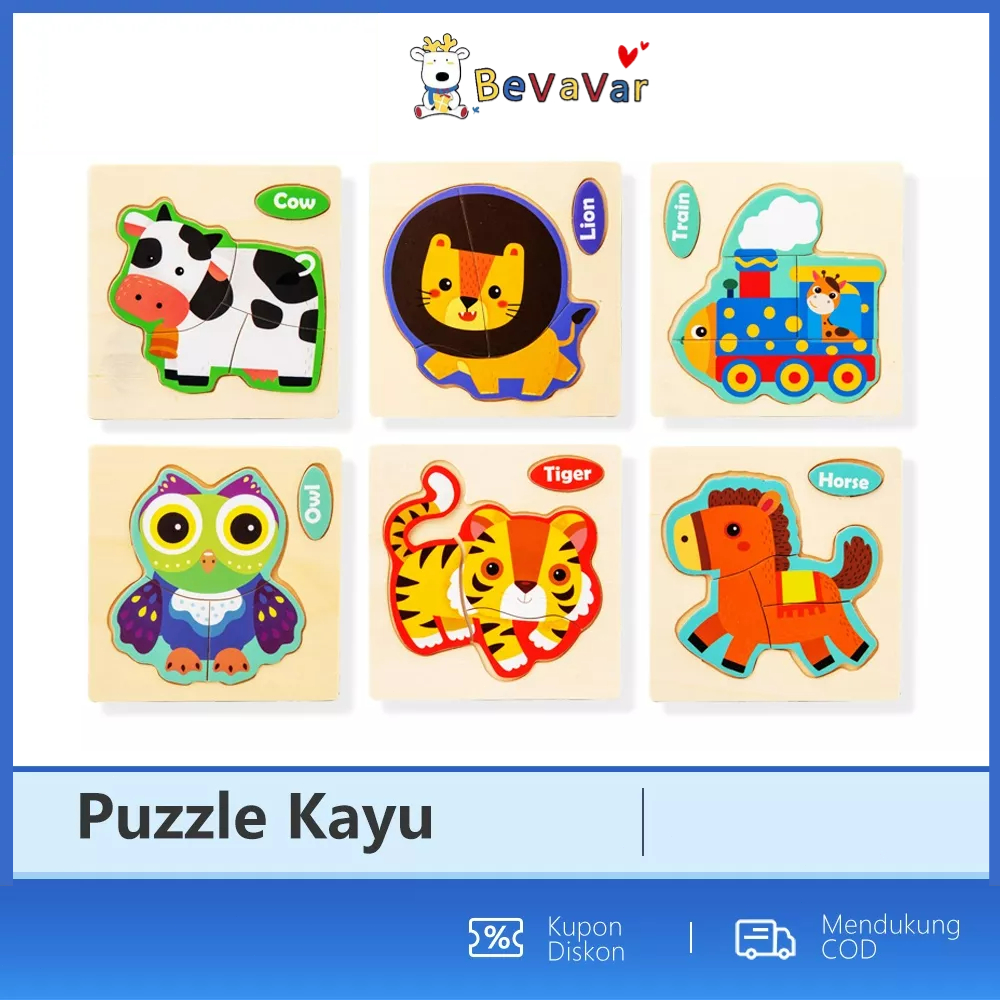 BEVAVAR Mainan Puzzle Kayu Anak Mainan Kayu Edukasi- Wooden Toys