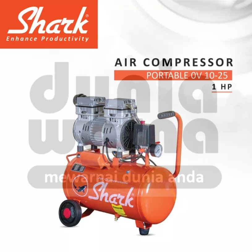 SHARK OV 10-25/OV1025/1025 Air Compressor/Kompresor Oilless 1Hp 25ltr