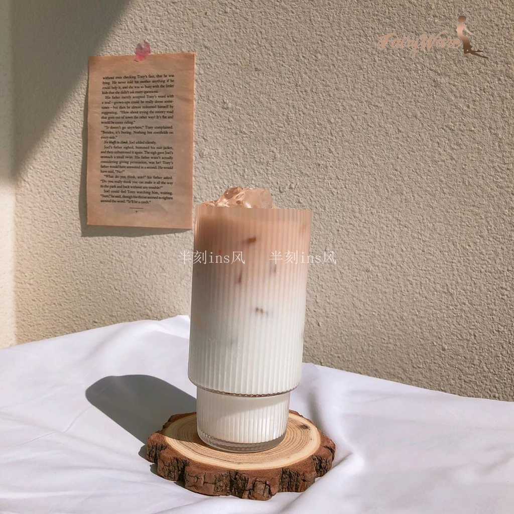 Aesthetic glass Gelas Kaca 210ml 300ml Kopi Susu Ripple Tebal Tinggi Yo-Reum Aesthetic Korean Drinki