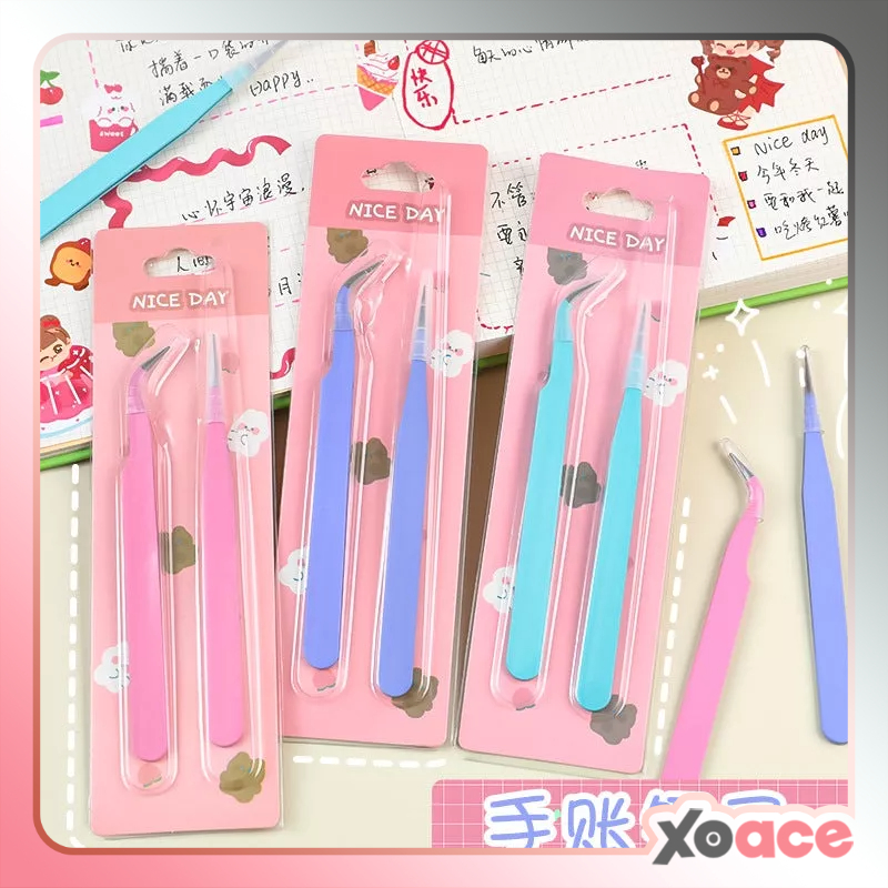 Tweezer Sticker Pinset Bengkok Lurus Lengkung Stiker Jurnal DIY Scrapbook DCA1911