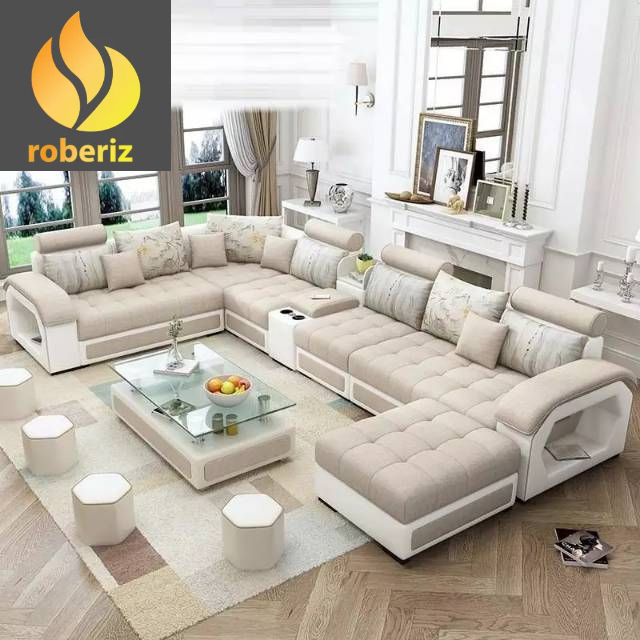 KURSI SOFA LETTER U MINIMALIS RUANG TAMU SATU SET - SOFA CUSTOM ROBERIZ