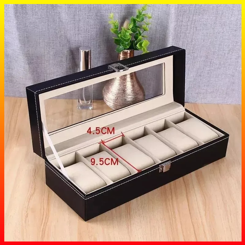 Kotak Penyimpanan Organizer untuk Jam Tangan Perhiasan Kulit PU 6 Grid NieNie NIE6 - 7CWS03KY
