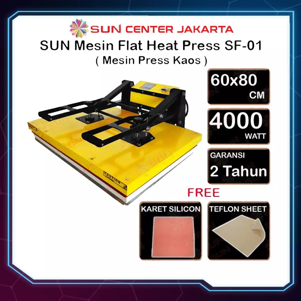 Mesin Press Kaos Sablon 60x80 Digital Premium SF-01  untuk Kaos, Bag, Puzzle, Plat Aluminium, Bantal ( DTG, DTF, Polyflex, Sublime, Transfer Paper, Platisol, Rubber )