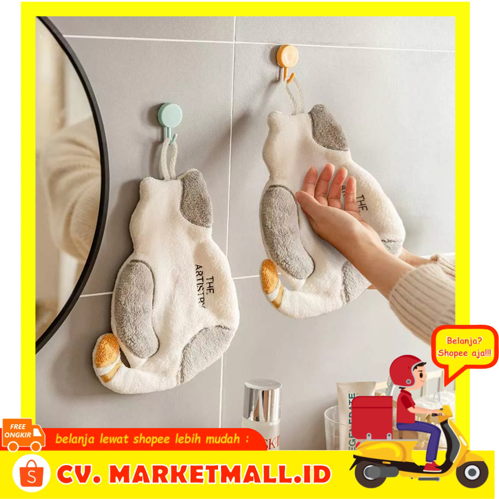 Lap Handuk Pembersih Tangan Kamar Mandi Dapur Rumah Gantung Penyerap Cepat Kering Lembut Model Kucing THE ARTISTRY CSJ-G2 - 7CHA6JGY