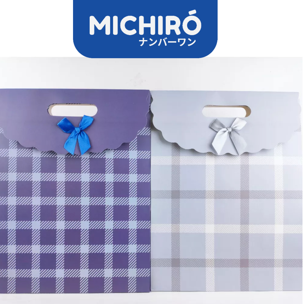 

Michiro Paper Bag Polos / Paper Bag Garis / Paper Bag Motif Kotak / Paper Bag Pita Tutup / Tempat Kado Bingkisan - Line Paper Bag With Lid