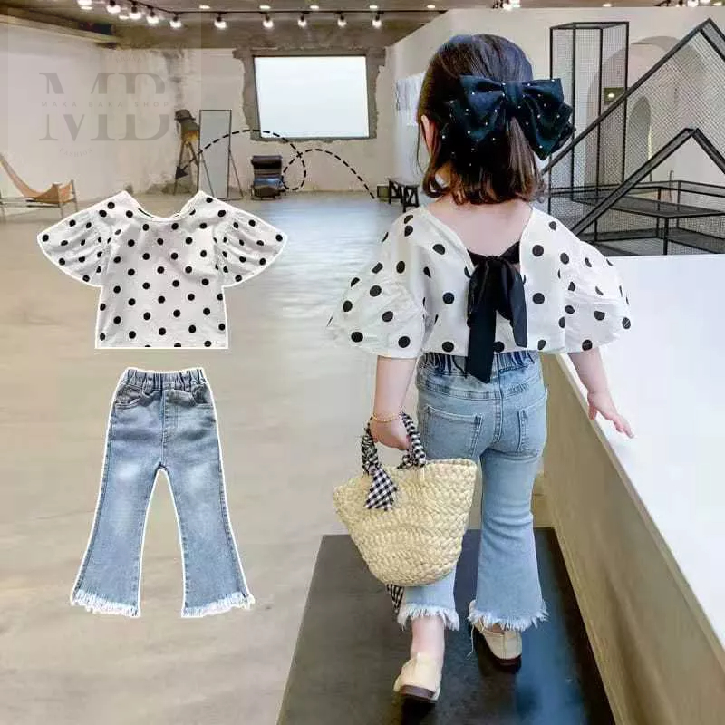 CLEARANCE SALE-COD SETELAN ANAK CELANA JEANS ATASAN CHIFFON MURAH premium murah kualitas import COD 