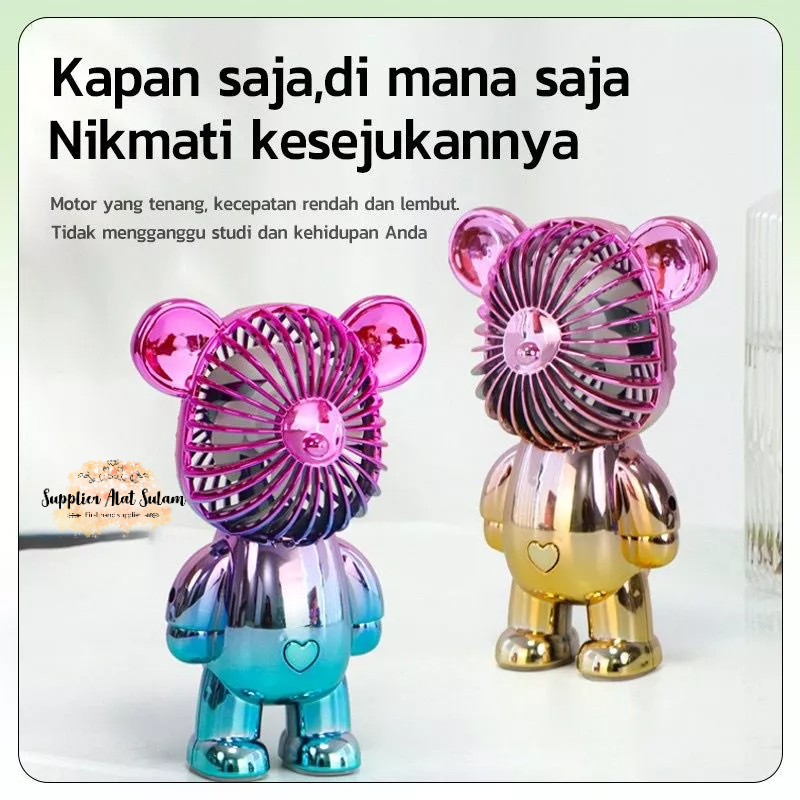 BEARBRICK kipas viral usb Mini Fan Genggam Bear brick Rechargeable Cantik Beruang