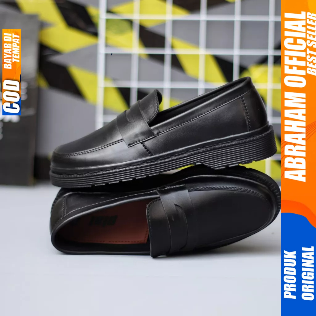 ABRAHAM Sepatu Formal Pantofel Oxford Hitam Docmart Pria