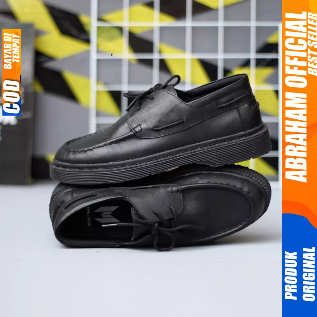 Sepatu Docmart Low Boots Formal Kerja Kulit Asli Hitam Pria