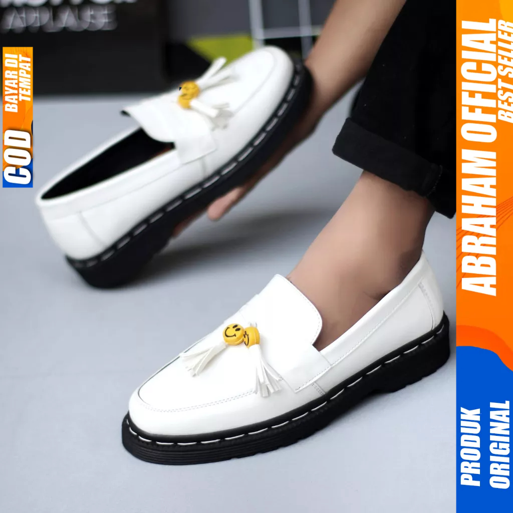 Sepatu Loafers Docmart Formal Casual Kulit Kerja Hitam Pria Smile