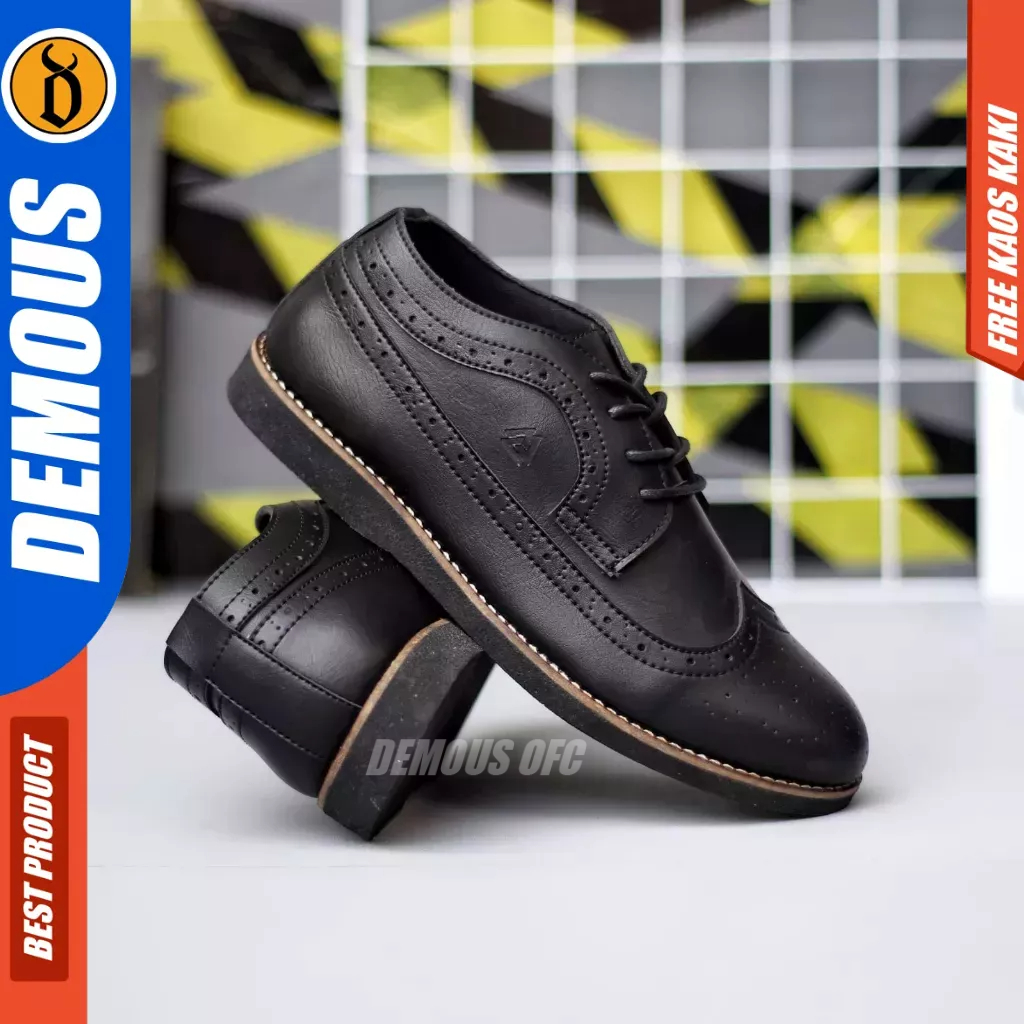 DEMOUS SOWBA - Sepatu Formal Docmart Hitam Kulit Pu Pria