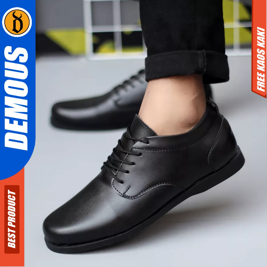 DEMOUS HATTA - Sepatu Formal Casual Hitam Kulit Pu Pria