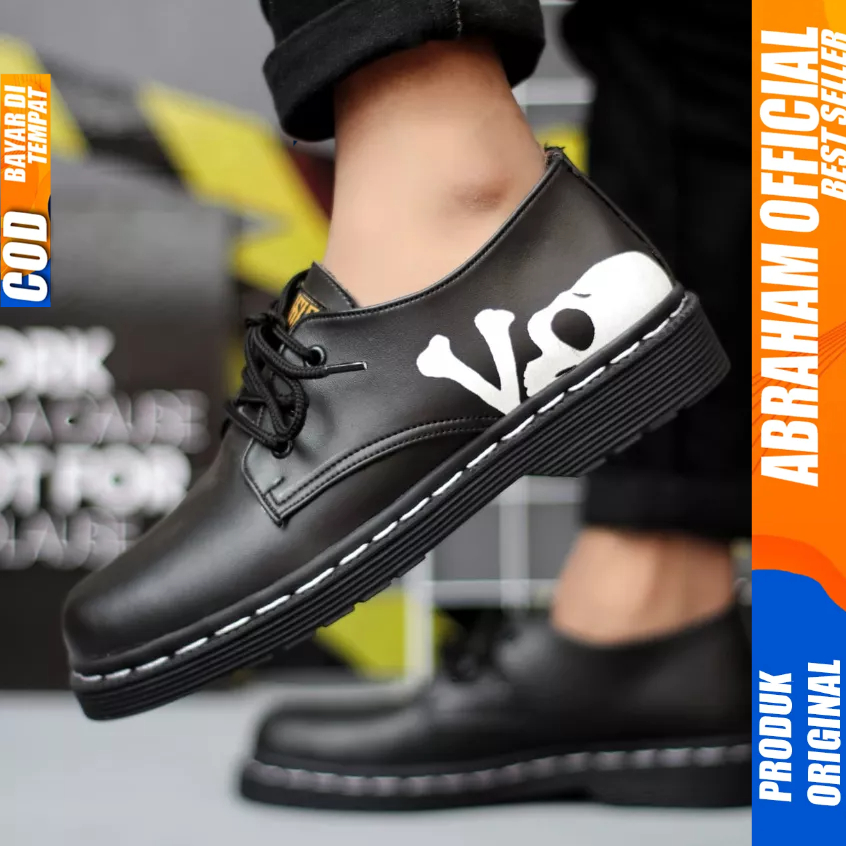 Sepatu Pantofel Formal Docmart Low Boots Casual Kulit Hitam Pria