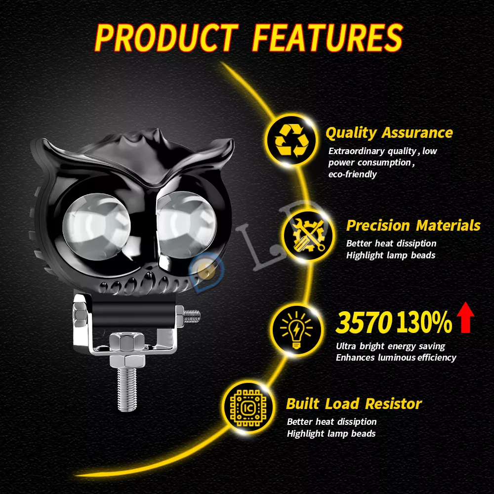 [COD] Lampu Tembak Laser LED D2 Owl 2 Warna Putih Kuning Jauh Dekat Lampu tembak Daymaker model OWL Dijamin Terang