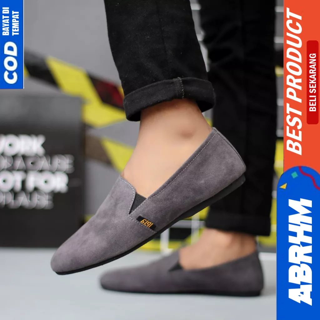 ABRHM Sepatu Casual Slip On Hitam Slop Pria