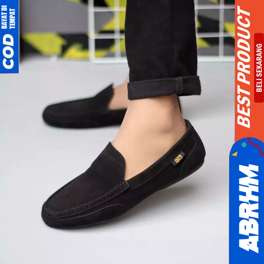 ABRHM Sepatu Slip On Casual Hitam Slop Pria