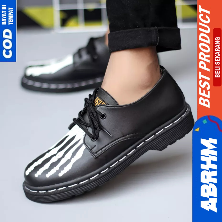 ABRHM Sepatu Pantofel Formal Docmart Hitam Pria