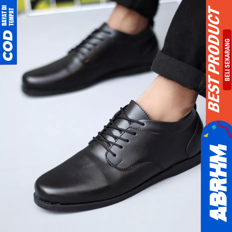 ABRHM Sepatu Oxford Formal Pantofel Hitam Tali Kerja Pria