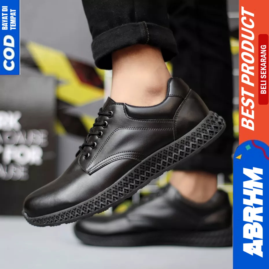 ABRHM Sepatu Casual Sneakers Kasual Formal Hitam Pria