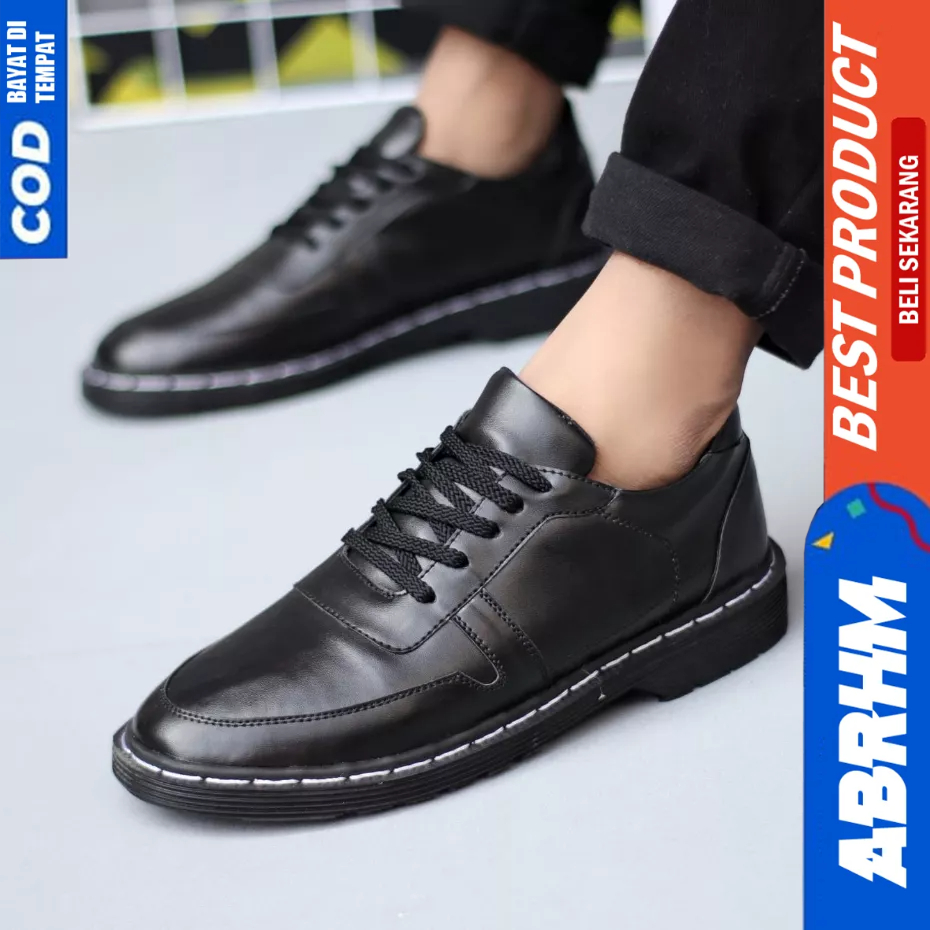 ABRHM Sepatu Formal Docmart Hitam Kerja Pantofel Pria