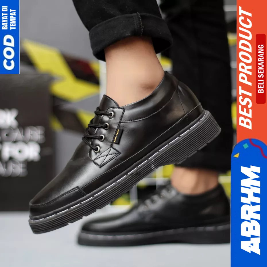 ABRHM Sepatu Formal Docmart Hitam Kerja Pantofel Pria