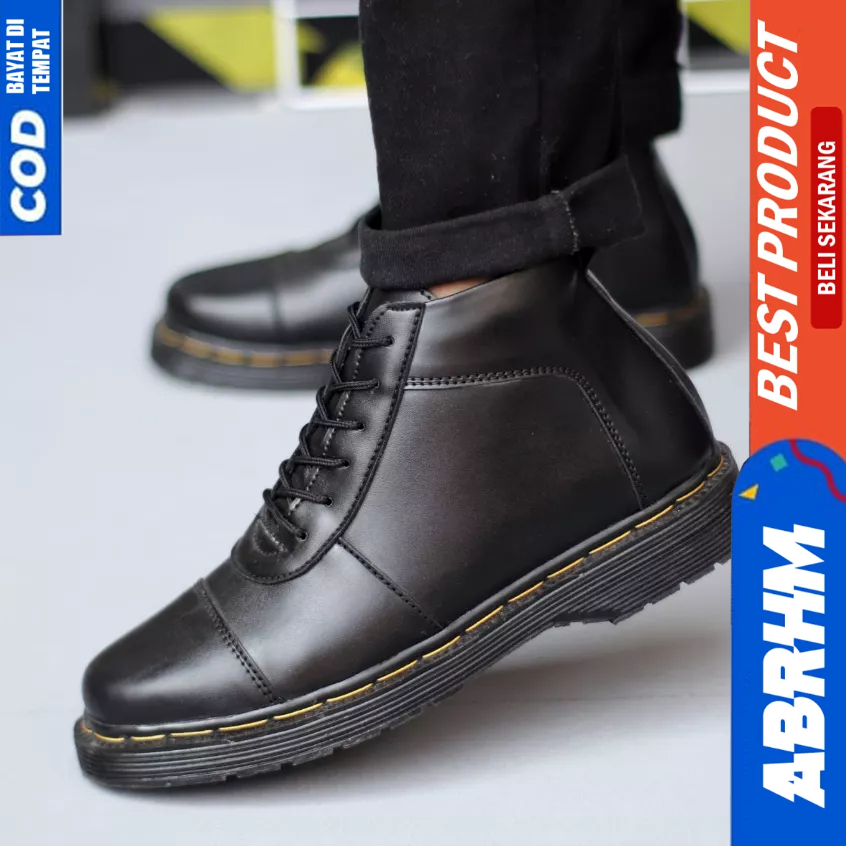 ABRHM Sepatu Formal Docmart Boots Hitam Casual Kerja Pria