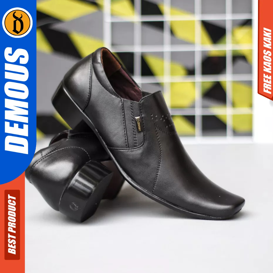 DEMOUS BONES - Sepatu Formal Pantofel Kerja Tali Hitam Kuli Ukuran Besar 44 45 46 47 Pria