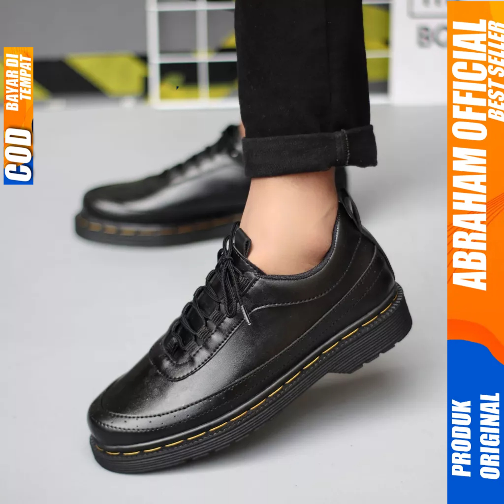 Sepatu Docmart Low Boots Casual Formal Pantofel Kerja Hitam Pria