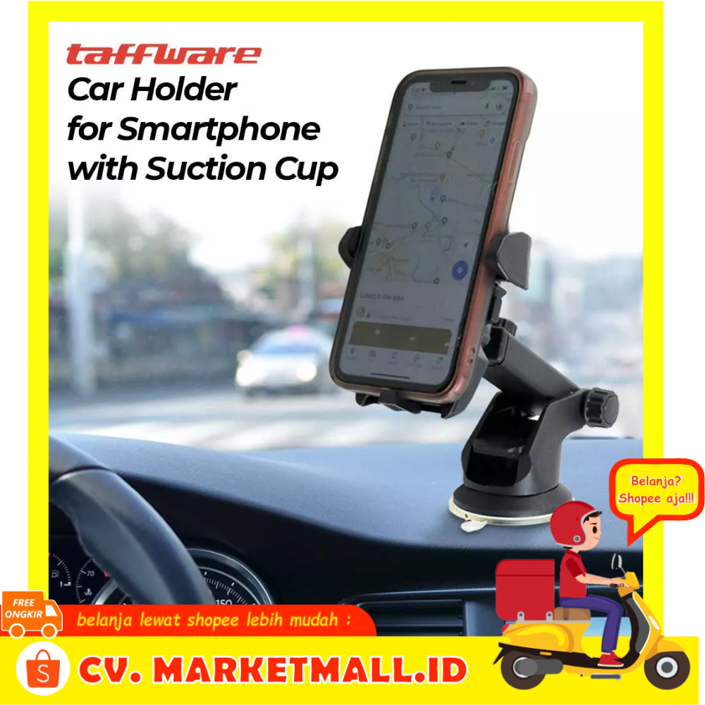 Car Holder Pemegang Smartphone Otomatis Klip Adjustable Batang Teleskopik Cangkir Hisap Kuat OTOHEROES T003 - OMRS5QBK