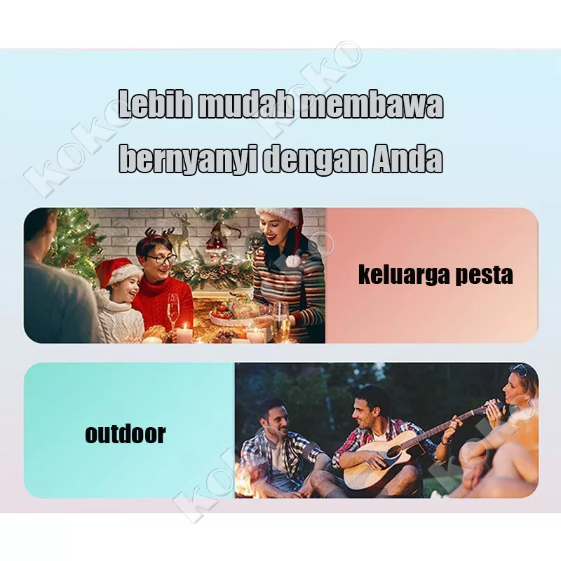 【Penjual Lokal】Mini Bluetooth Karaoke Speaker Bluetooth Karaoke Set Microphone Portable Wireless Bluetooth Speaker Full Bass original suara jernih Dapat terhubung ke HP/TV