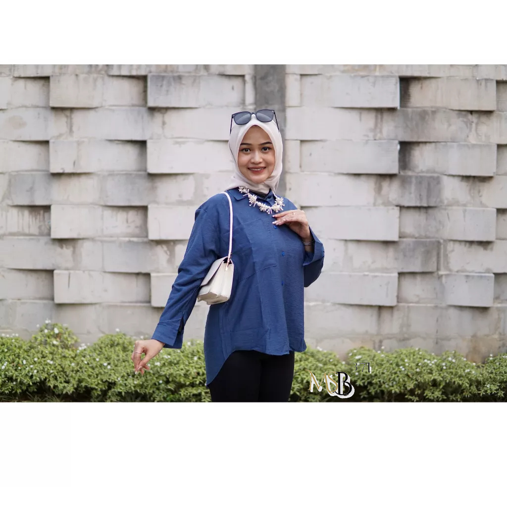 MSB 371 Kemeja Wanita Linen Oversize Olivia Shirt Linen Pocket