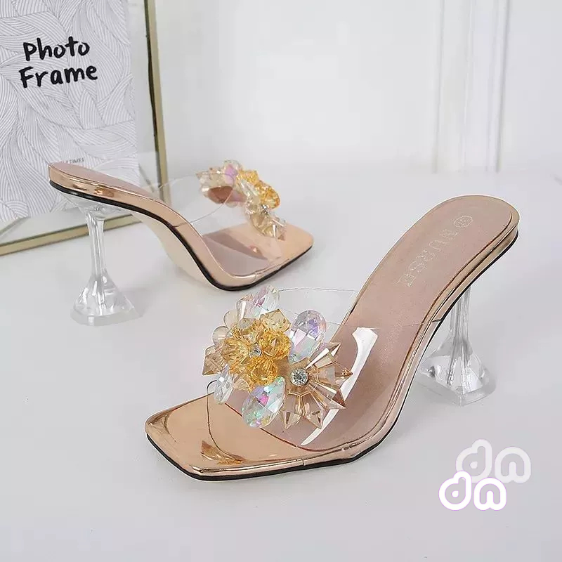 Denia DN 07 Heels Sandal Wanita Hak Kaca Heels Stiletto 7Cm