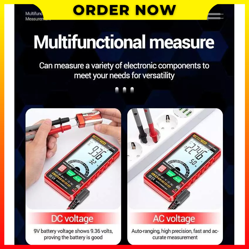 Multitester Multimeter Digital Layar LED Sensor NCV Auto Shut-Down Senter Large Screen Backlight Voltage Tester - ANENG 616 - MBOT3TRE