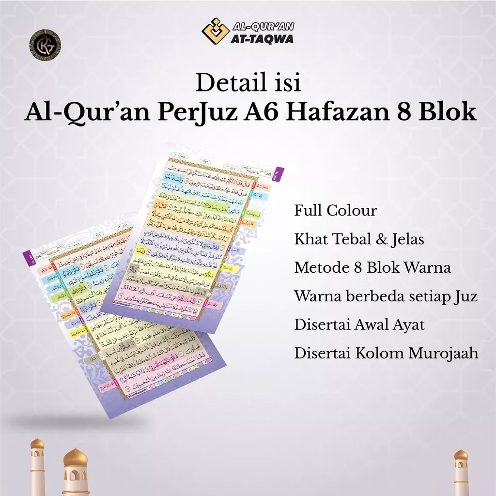 Mushaf Al Quran Hafazan Per Juz 8 Blok Warna Rasm Utsmani | Alquran Hafalan Per Juz Alquran Kecil A6