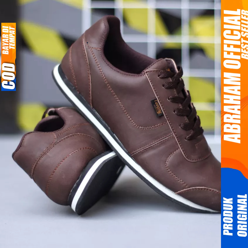 Sepatu Casual Sneakers Kulit Asli Hitam Pria