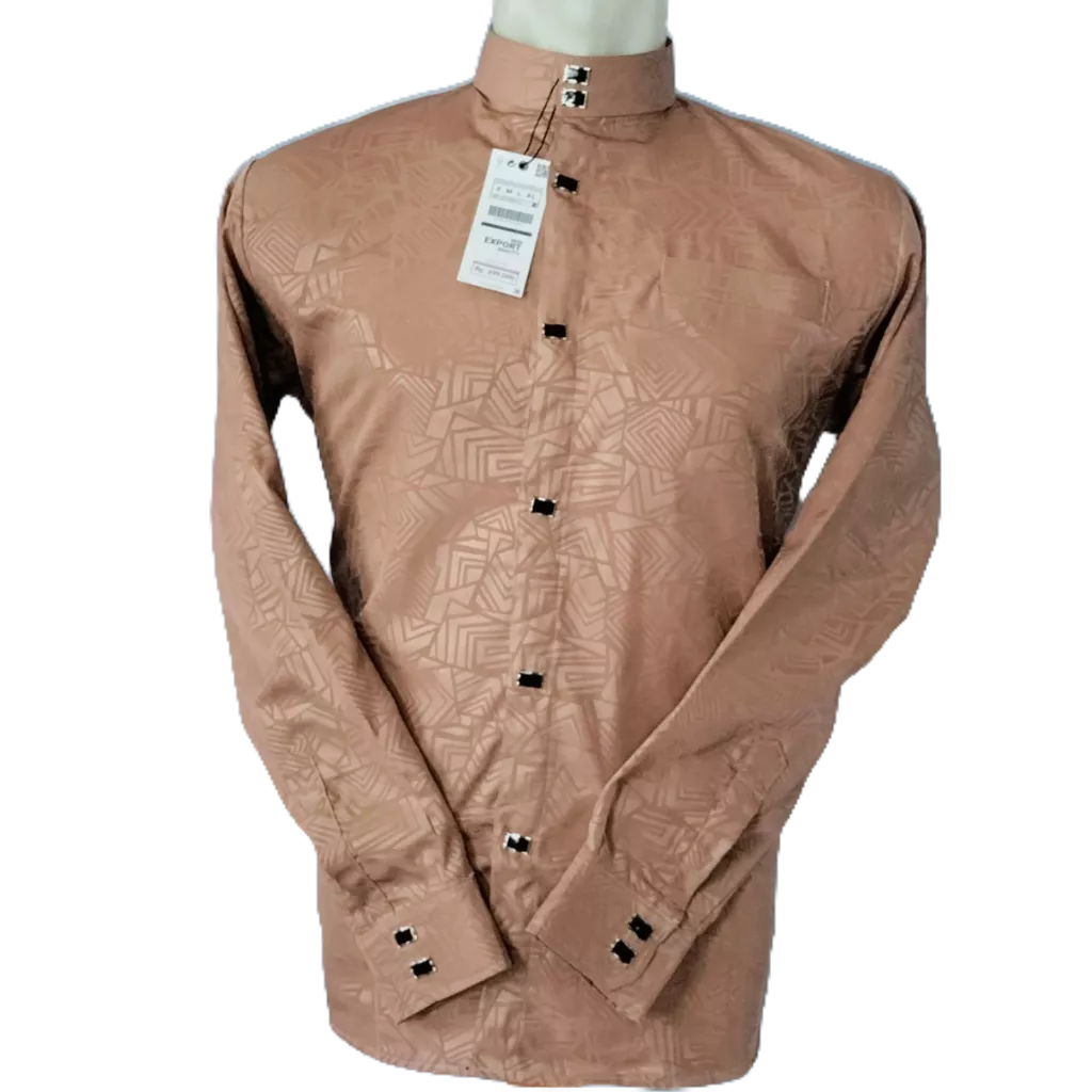 Baju Muslim Pria Kemeja Koko Sultan Embos Warna Cream