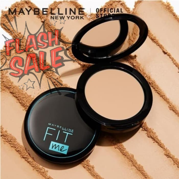 Original Maybelline Fit Me Matte+Poreless Powder 12H SPF 28 PA++ Oil Control Bedak Compact Padat