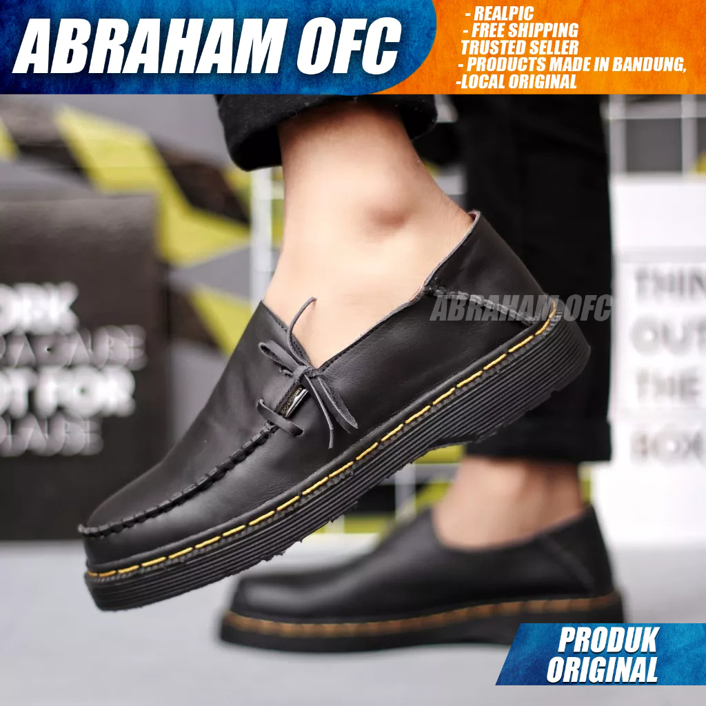 ABRAHAM Sepatu Formal Pantofel Docmart Casual Kulit Kerja Pria