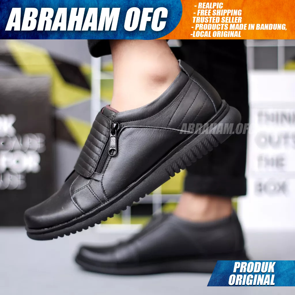 ABRAHAM Sepatu Kulit Formal Hitam Kerja Pria