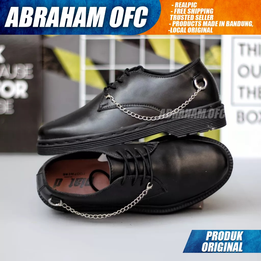 ABRAHAM Sepatu Pantofel Formal Docmart Low Boots Casual Kerja Hitam Pria