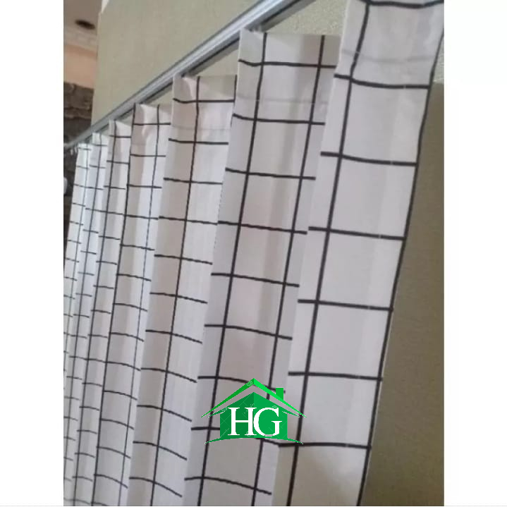 gordeng pintu dan gorden jendel kamar ukuran panjan 2 meter motif kotak gorden plisket warna