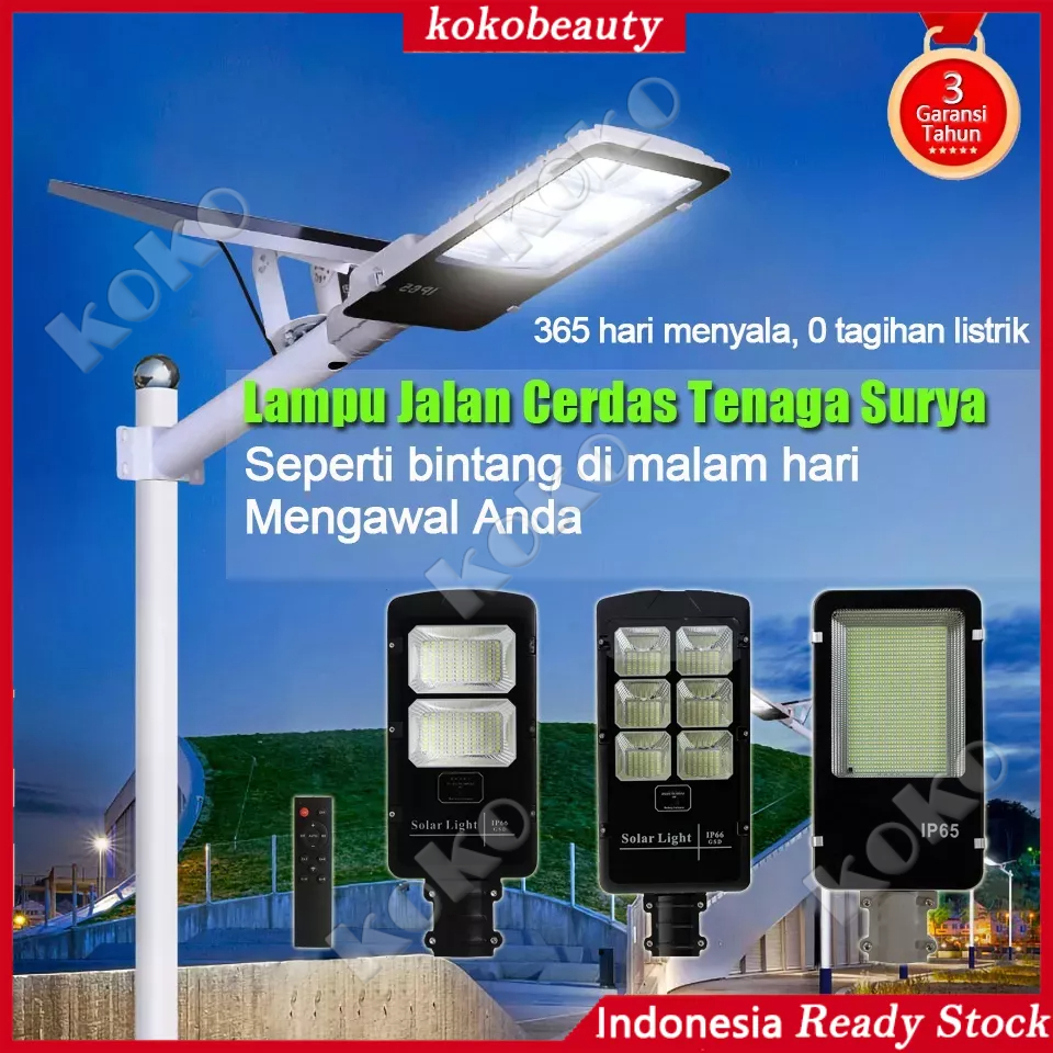 【Local seller】Lampu Jalan Sorot 400W / 300W / 200W / 150W / 100W  Lampu Pju Solar Panel 2 In 1 Lampu Jalan Led Pju Lampu Jalan Lampu Lalan Solar Cell