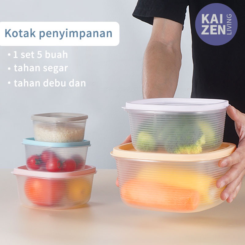 Letyeah &amp; Kaizenliving 5 pcs Kotak kontainer makanan kulkas / kotak penyimpanan/food storage box