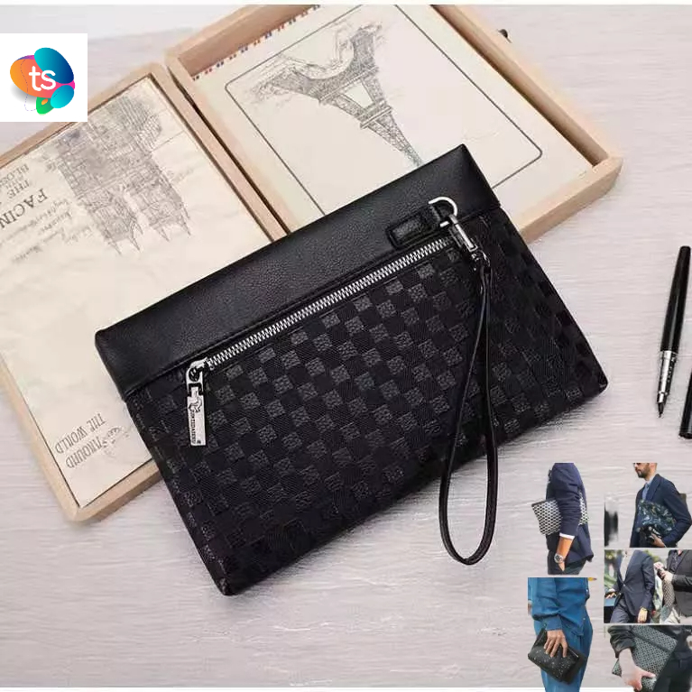 Clutch Pria Wanita Jinjing Pria Bahan Kulit Rhodey kangoru Black/Coklat