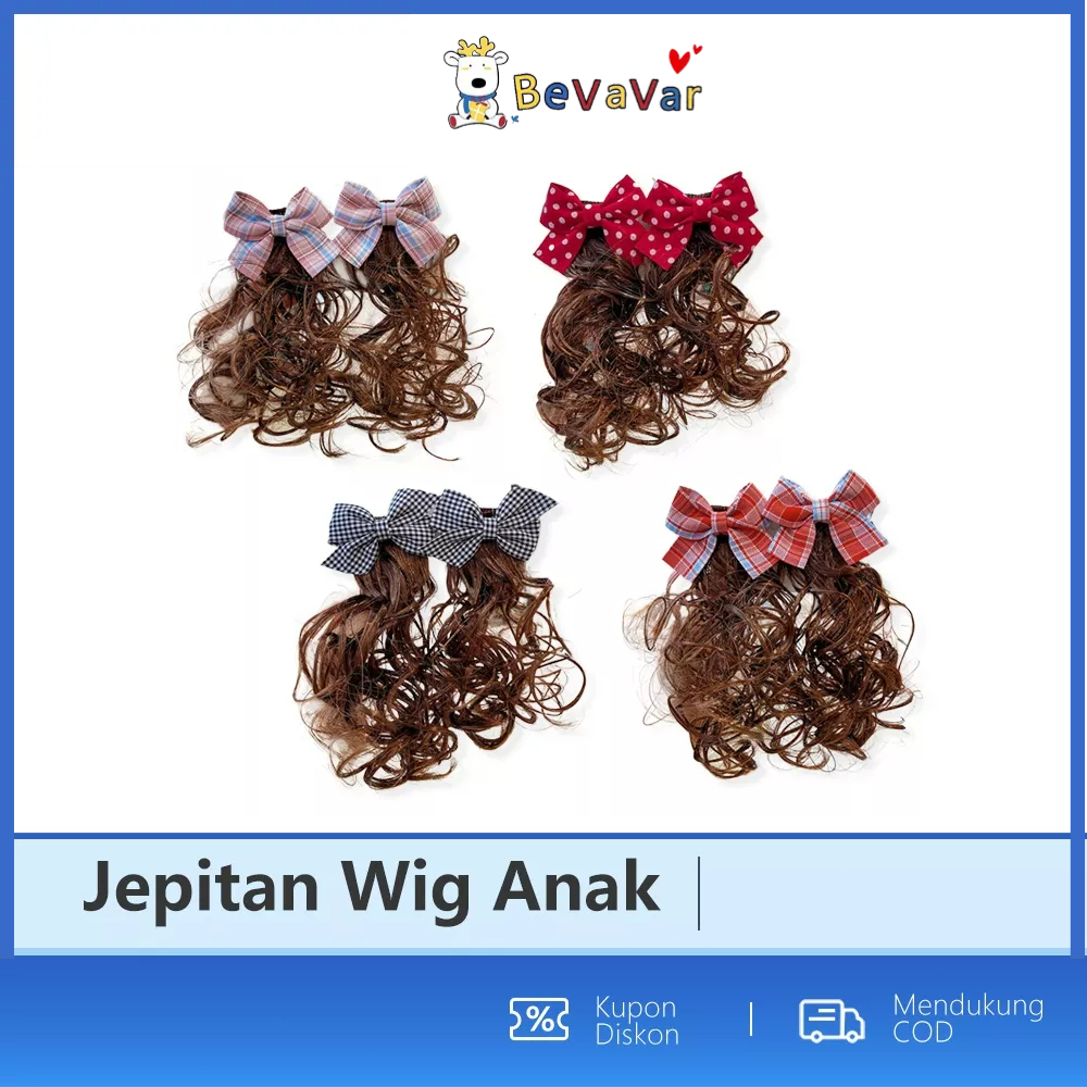 Bevavar Jepit Rambut Wig Anak/Jepitan Wig Anak Jepit Rambut Pita Anak Korea