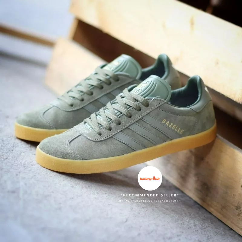 PROMO Sepatu Sneakers Murah | Adidas Gazelle Olive Green GUM Premium TOP Quality, Harga Termurah