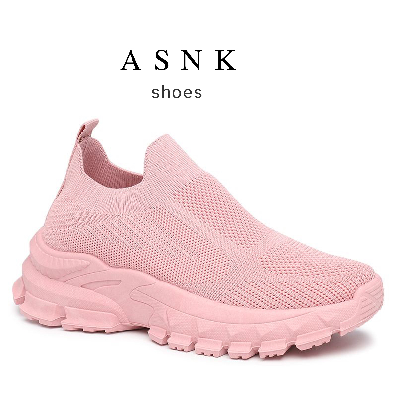 [GROSIR][COD] SEVEN_DAY SEPATU RAJUT SLIP ON WANITA OLAHRAGA TANPA TALI SPORT SHOES PINK FZ-189