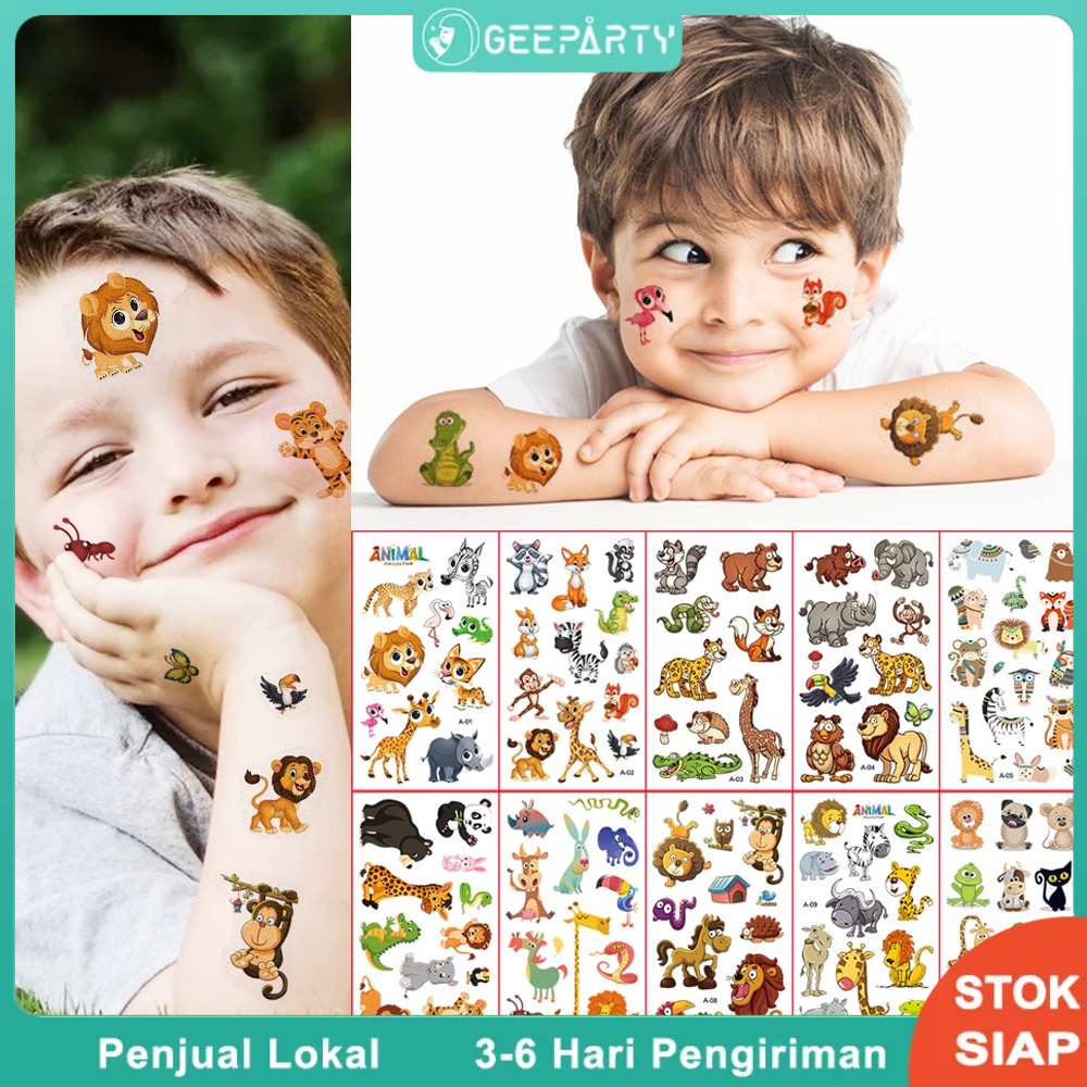 

10 Pcs Tema Hewan Stiker Tato Sementara Yang Dapat Dilepas /Untuk Dekorasi Pesta Ulang Tahun Nikmat Perlengkapan(Perlu digunakan dengan air)