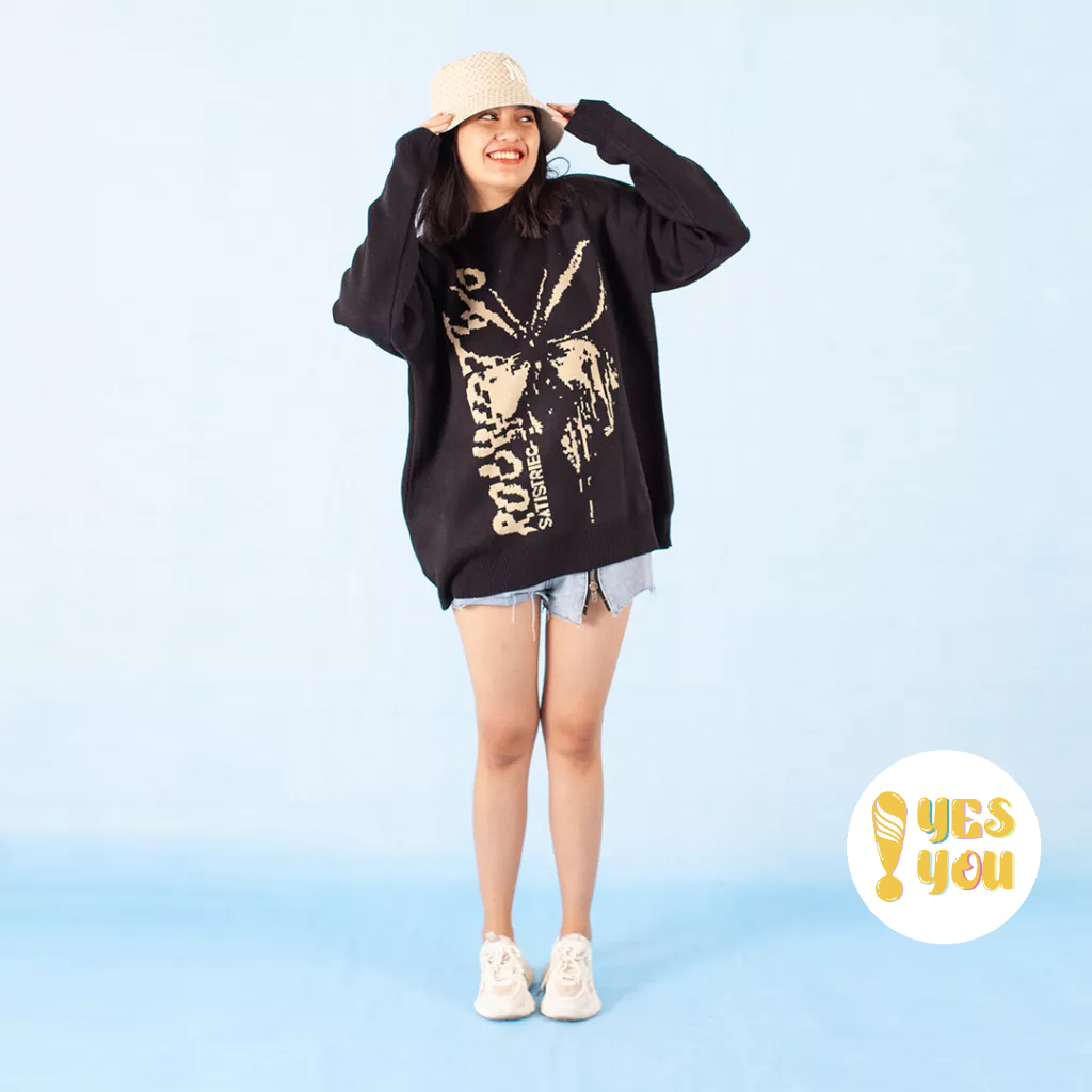 Yesyou Butterfly Black Oversized Knitwear