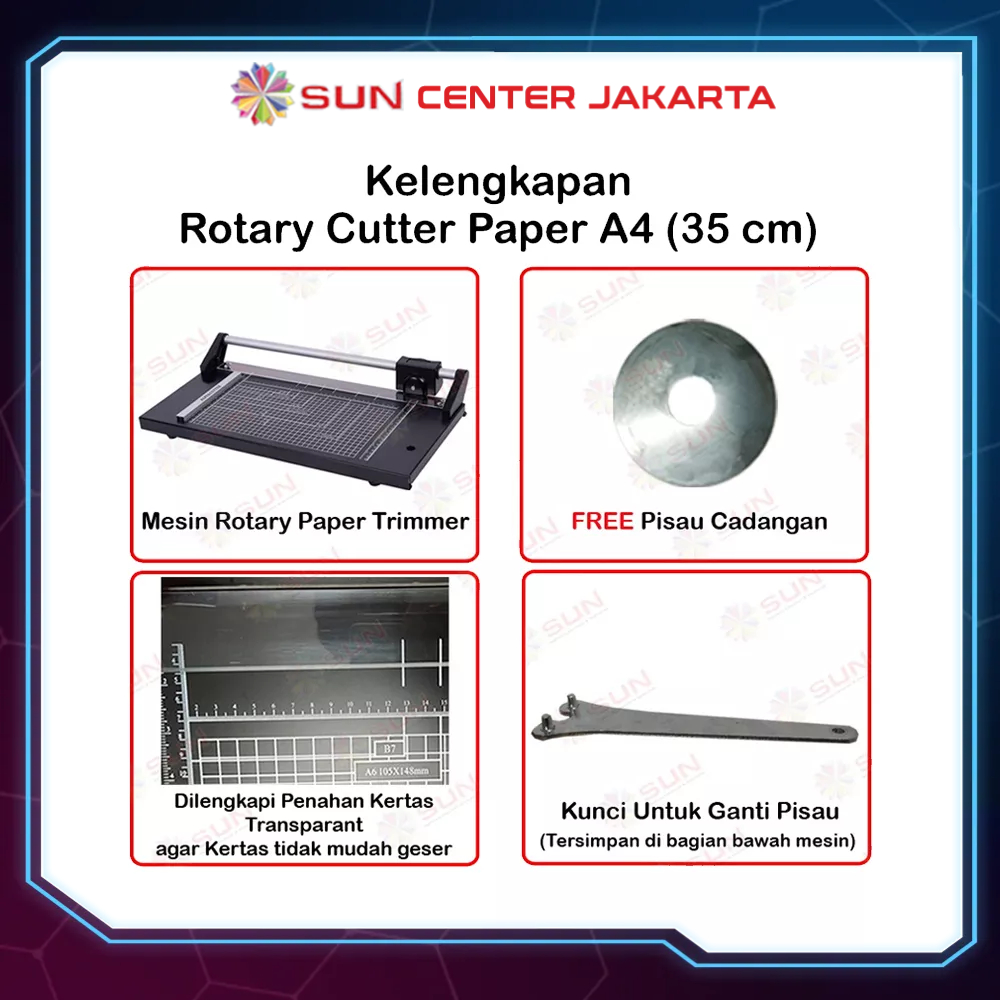 Rotary Paper Cutter Trimmer A4 / A3 vertikal 35 cm - Alat Potong / Pemotong kertas HVS, Kertas foto Photo glossy, Silky, Sticker, Art Paper A3, A4, A5, A6, Pas Photo 4R